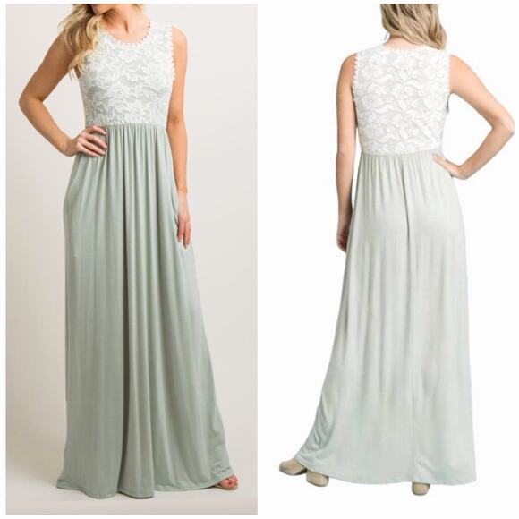 Vanilla Bay Dresses & Skirts - Vanilla Bay Sage Lace Maxi Dress M Boho Sleeveless Empire Waist Cottagecore NWT